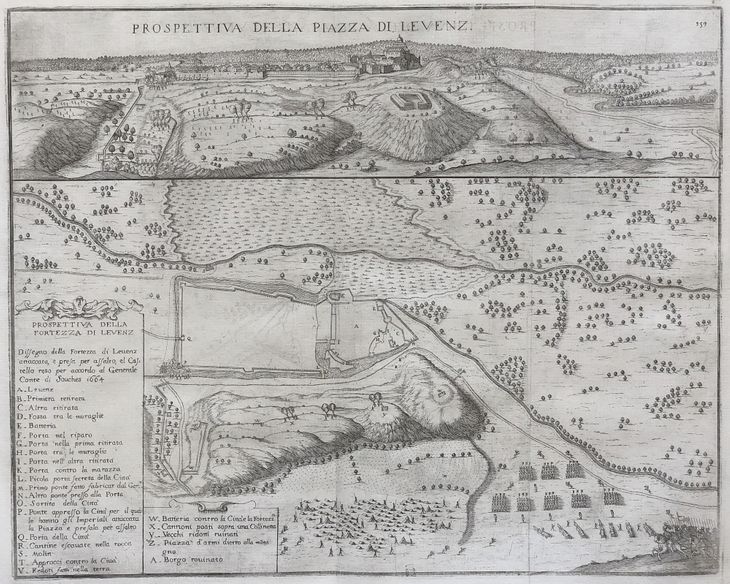 Pohľad a pôdorys Levíc v roku 1664 - 1